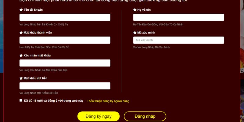 Điền thông tin trong biểu mẫu 33win